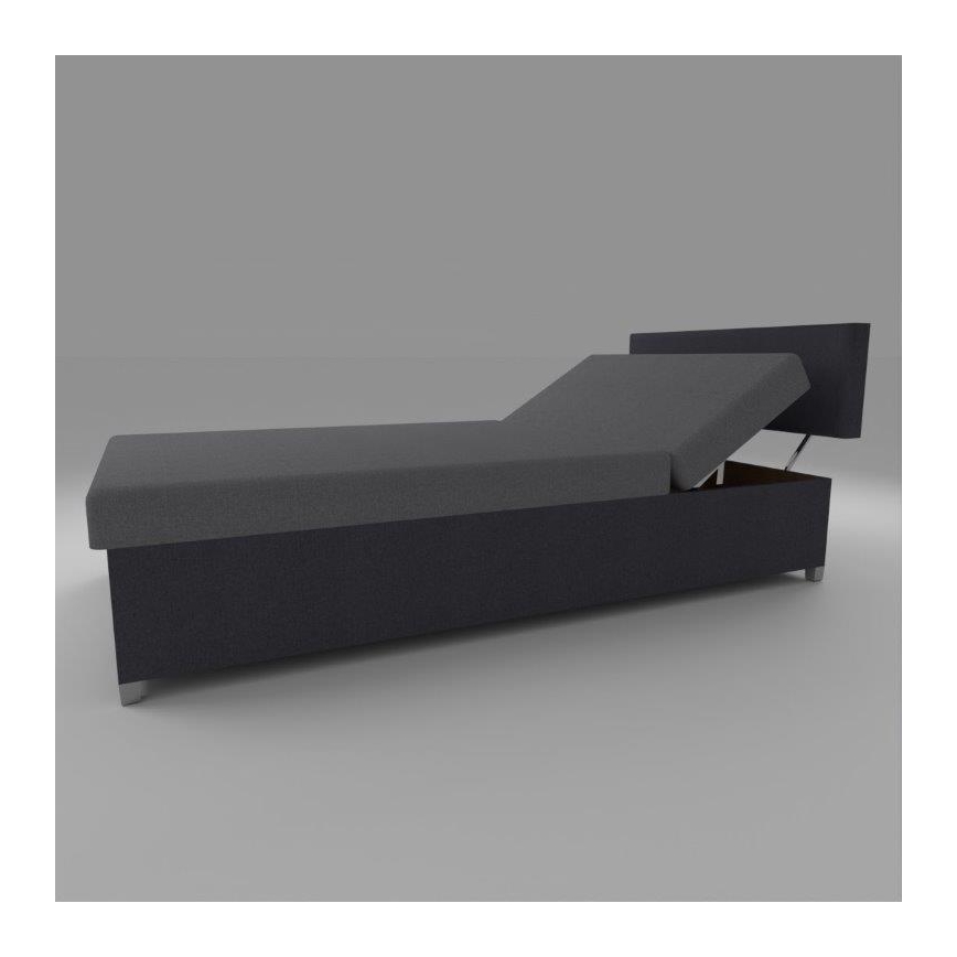 Tapecirana postelja z nastavljivim naslonom in shranjevalnim prostorom DALLAS 108x205 cm siva/antracit