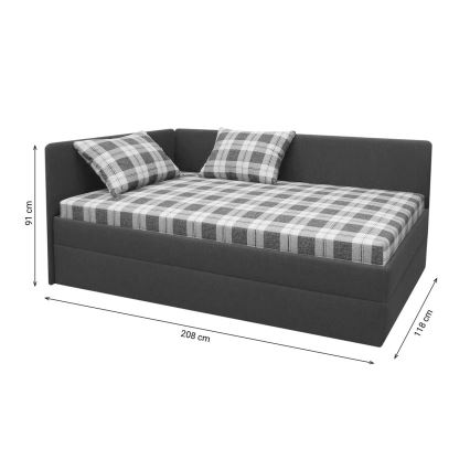 Tapecirana postelja z univerzalnim vzglavjem (levo/desno) ARLY 110x200 cm antracit/bela