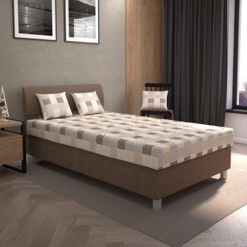 Tapecirana postelja z vgrajenim prostorom za shranjevanje in vzmetnico GEORGE 140x200 cm rjava