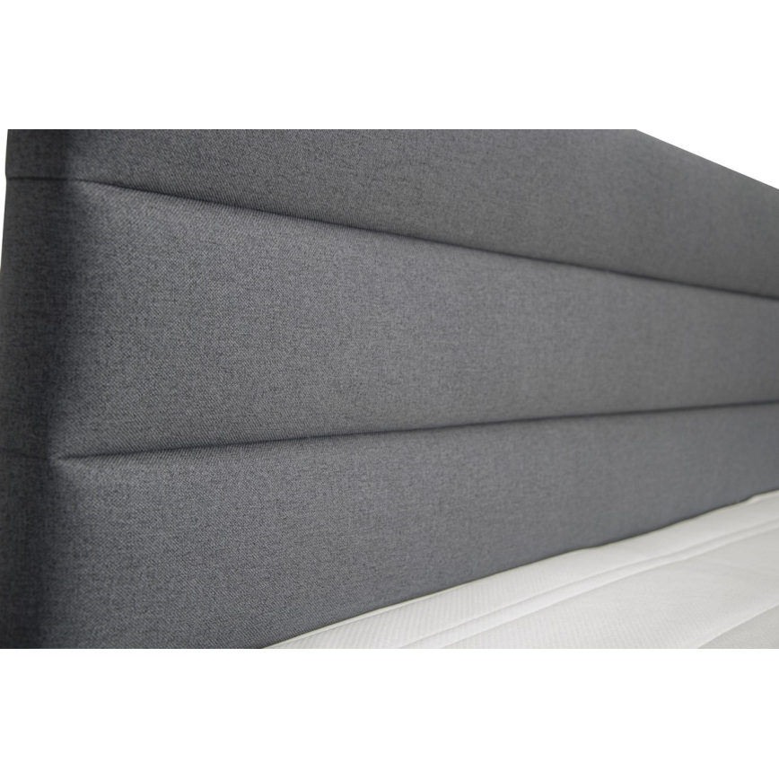 Tapecirana postelja NEW BOLERO 160x200 cm s prostorom za shranjevanje in vzmetnicami s topperjem, siva