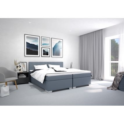 Tapecirana postelja z vzmetnico IDA 90x200 cm modra