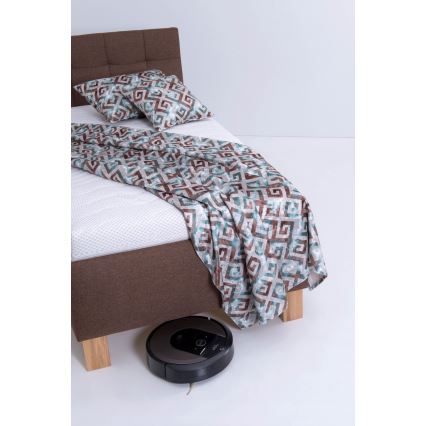 Tapecirana postelja z vzmetnico in predalom za shranjevanje MARIA ONE 90x200 cm rjava