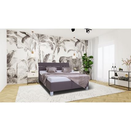 Tapecirana postelja z vzmetnico in shranjevalnim prostorom ALIS 160x200 cm rjava