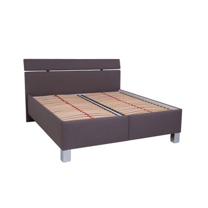 Tapecirana postelja z vzmetnico in shranjevalnim prostorom ALIS 160x200 cm rjava