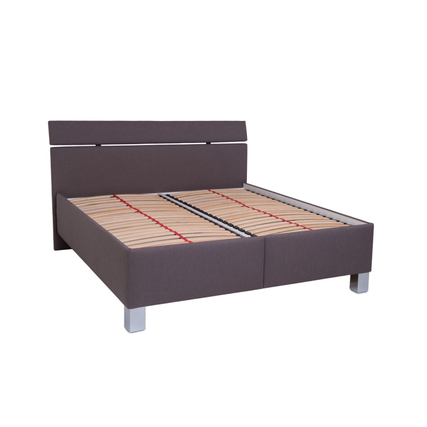 Tapecirana postelja z vzmetnico in shranjevalnim prostorom ALIS 160x200 cm rjava
