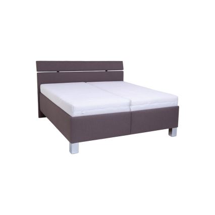 Tapecirana postelja z vzmetnico in shranjevalnim prostorom ALIS 160x200 cm rjava