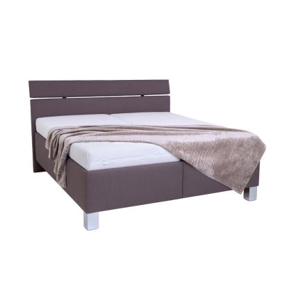 Tapecirana postelja z vzmetnico in shranjevalnim prostorom ALIS 160x200 cm rjava