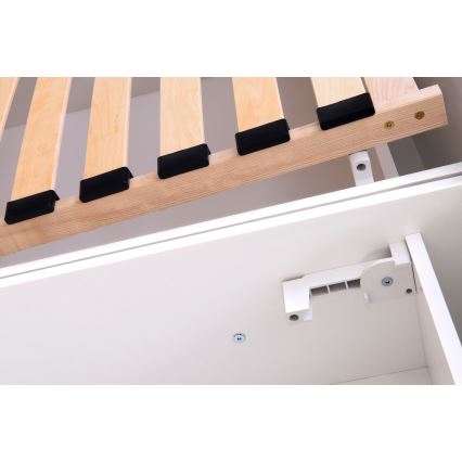 Tapecirana postelja z vzmetnico in shranjevalnim prostorom ALIS 180x200 cm svetlo siva