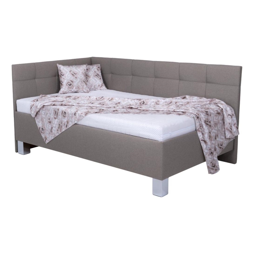Tapecirana postelja z vzmetnico in shranjevalnim prostorom MARIA PETITE 120x200 cm taupe