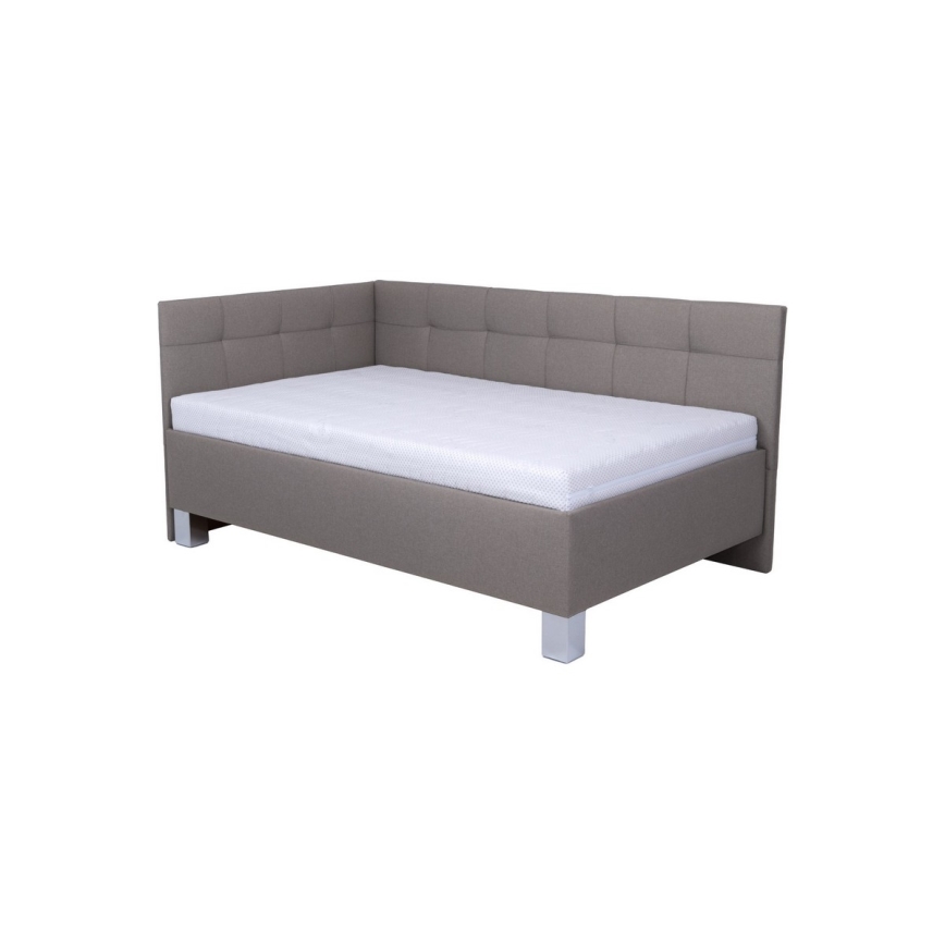 Tapecirana postelja z vzmetnico in shranjevalnim prostorom MARIA PETITE 120x200 cm taupe