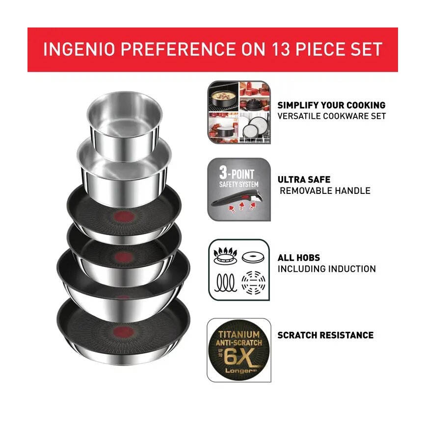 Tefal - 13-delni komplet posode INGENIO PREFERENCE ON iz nerjavečega jekla