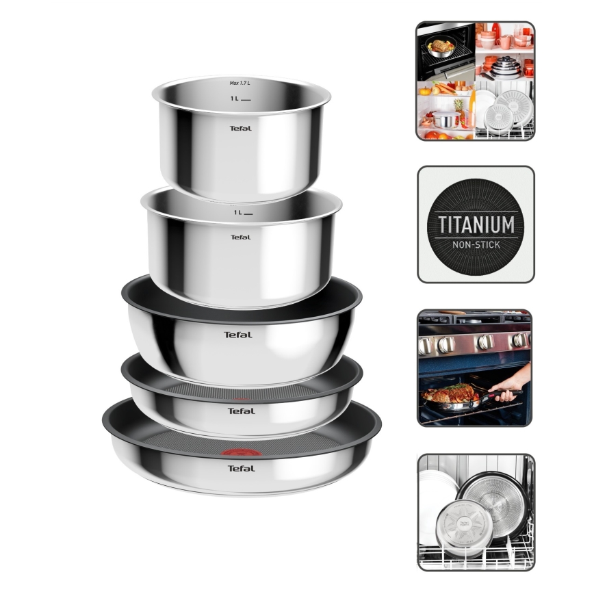 Tefal - 9-delni set posode INGENIO COOK iz nerjavečega jekla