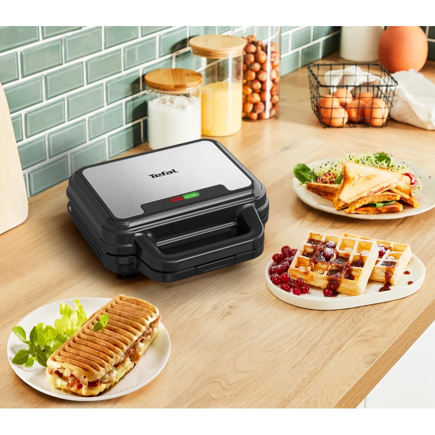 Tefal - Aparat za sendviče ULTRA COMPACT 3v1 700W/230V črna/mat krom