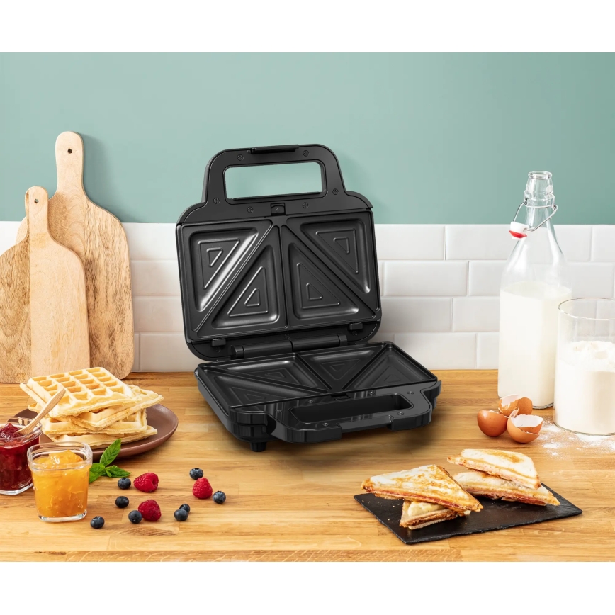 Tefal - Aparat za sendviče ULTRA COMPACT 3v1 700W/230V črna/mat krom