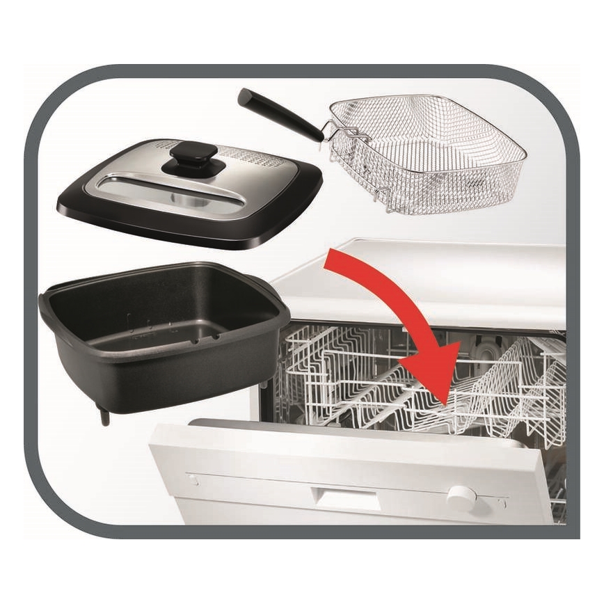 Tefal - Cvrtnik 2 l VERSALION DE LUXE 7in1 1600W/230V črna
