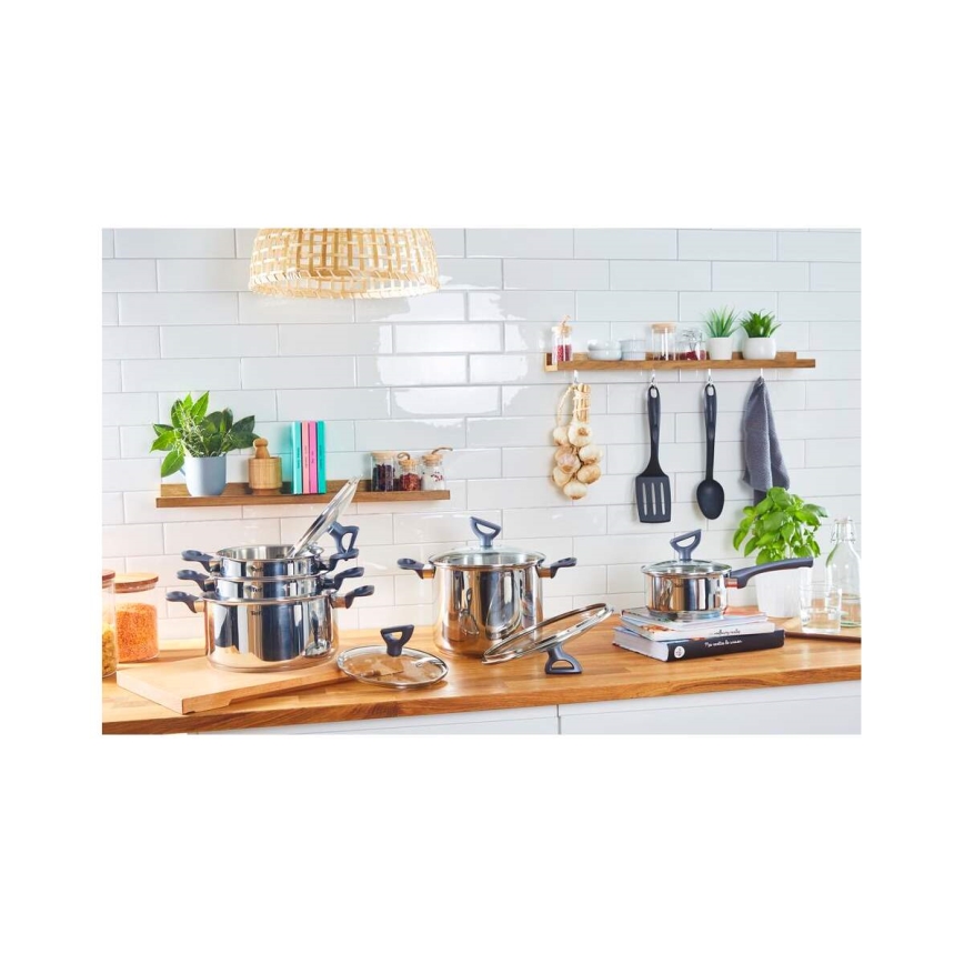 Tefal - Komplet 10-delnih loncev DAILY COOK iz nerjavečega jekla