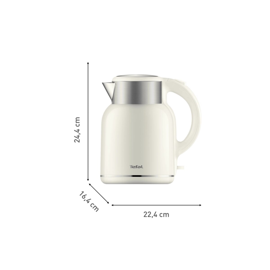 Tefal - Grelnik vode THERMO PROTECT XL 1,9l 1650W/230V nerjaveče jeklo/bela
