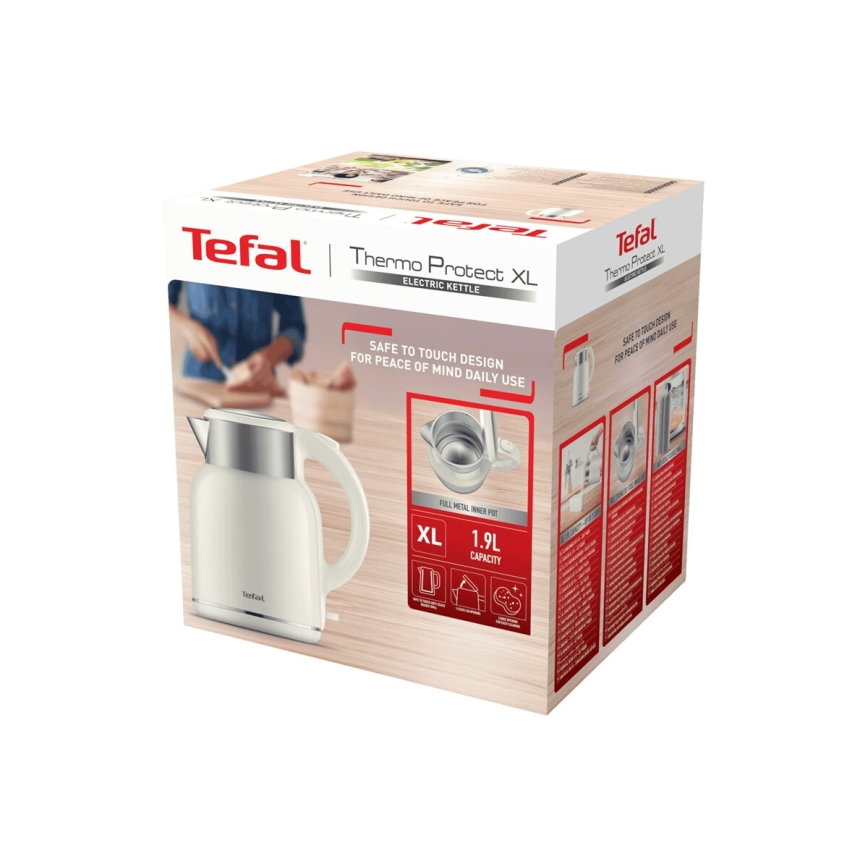 Tefal - Grelnik vode THERMO PROTECT XL 1,9l 1650W/230V nerjaveče jeklo/bela