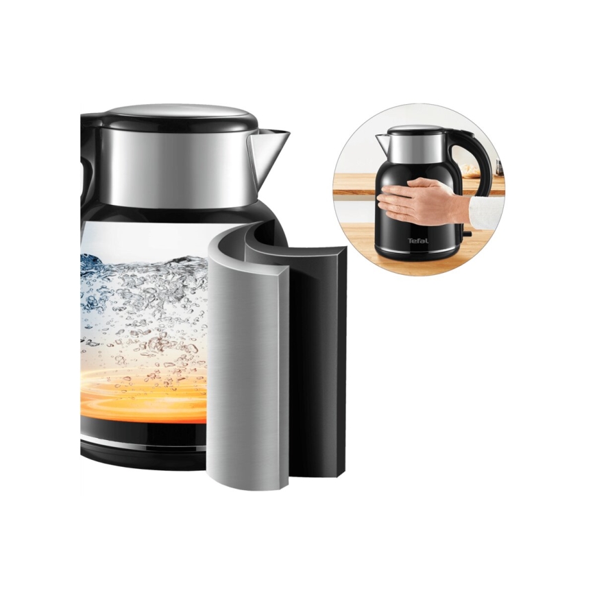 Tefal - Grelnik vode THERMO PROTECT XL 1,9l 1650W/230V nerjaveče jeklo/črna