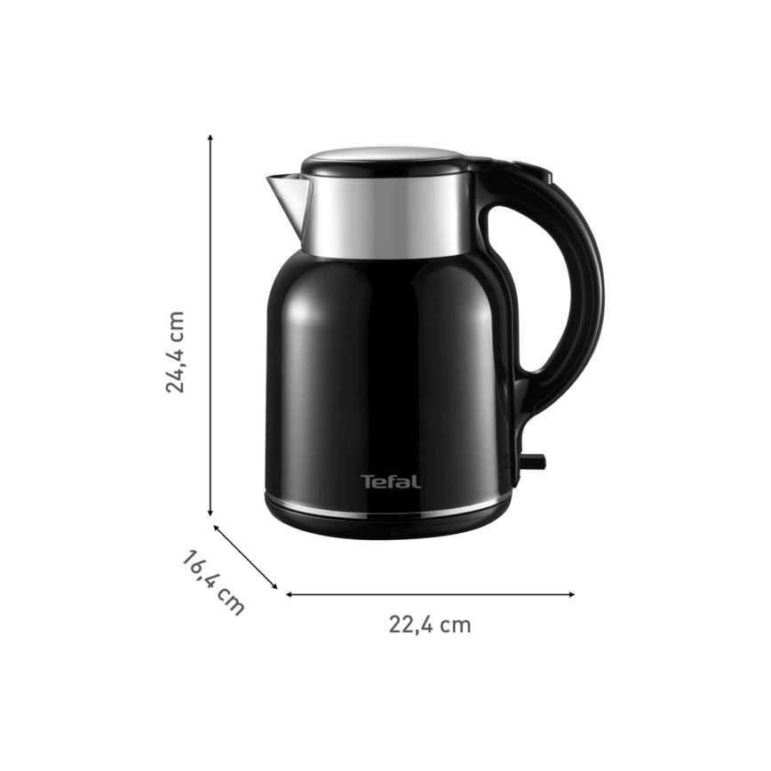 Tefal - Grelnik vode THERMO PROTECT XL 1,9l 1650W/230V nerjaveče jeklo/črna