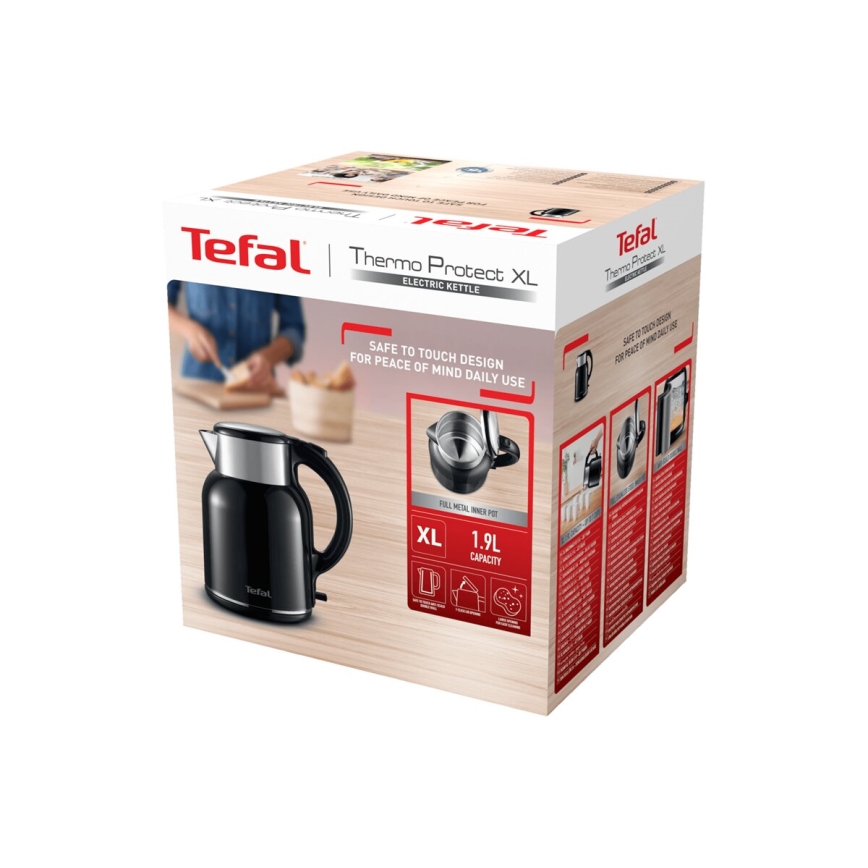 Tefal - Grelnik vode THERMO PROTECT XL 1,9l 1650W/230V nerjaveče jeklo/črna