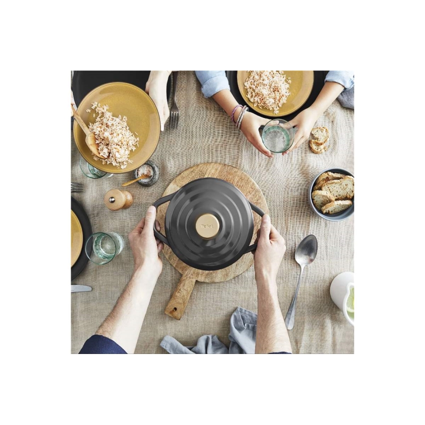 Tefal - Kaserola s pokrovom AIR 20 cm antracit