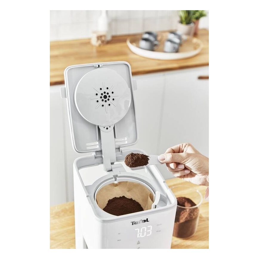 Tefal - Kavni aparat z LCD zaslonom SENSE 1000W/230V bela