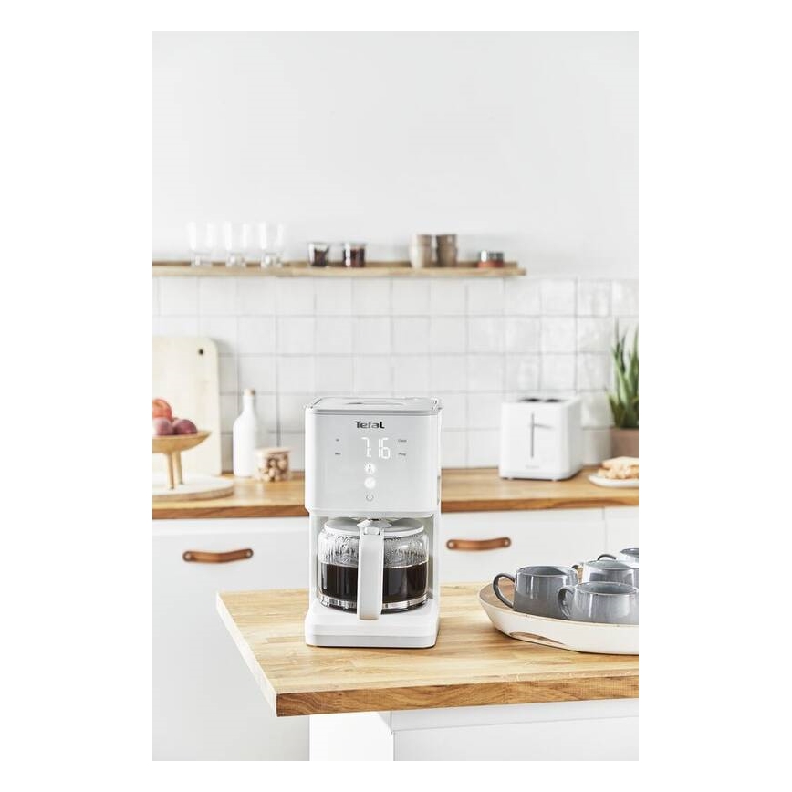 Tefal - Kavni aparat z LCD zaslonom SENSE 1000W/230V bela