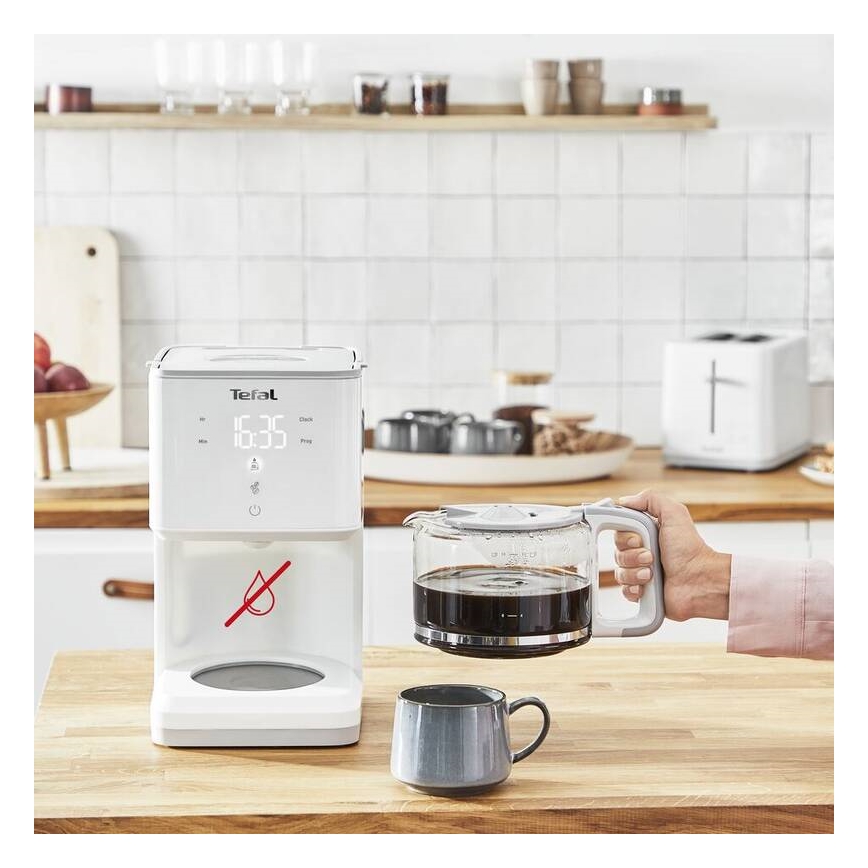 Tefal - Kavni aparat z LCD zaslonom SENSE 1000W/230V bela