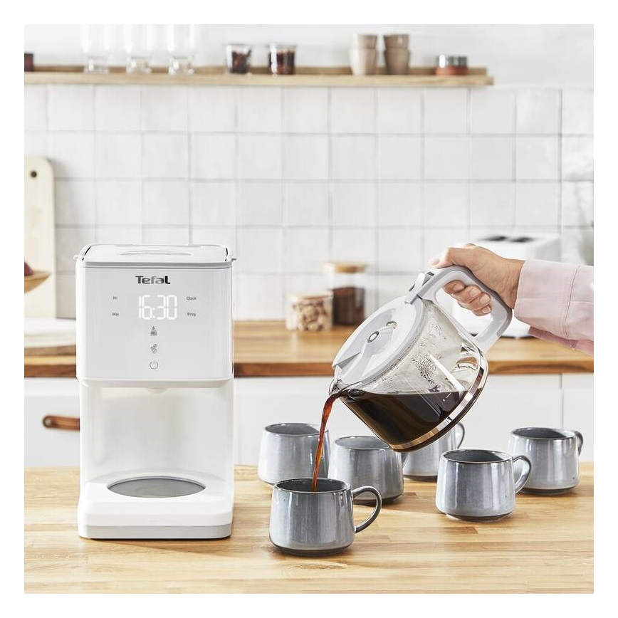 Tefal - Kavni aparat z LCD zaslonom SENSE 1000W/230V bela