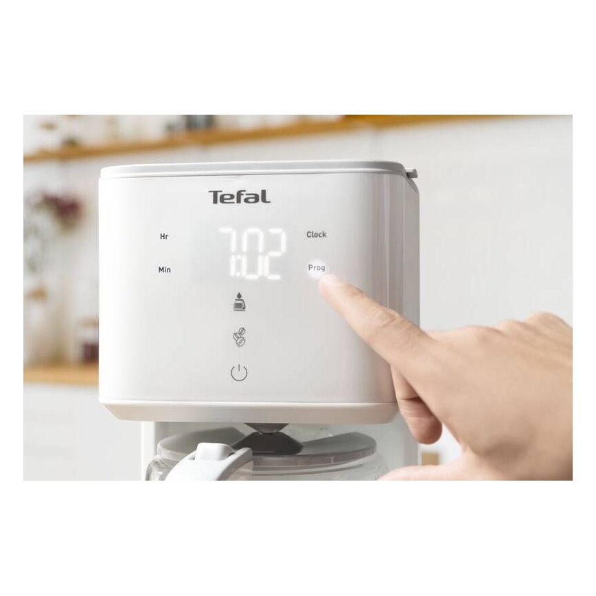 Tefal - Kavni aparat z LCD zaslonom SENSE 1000W/230V bela