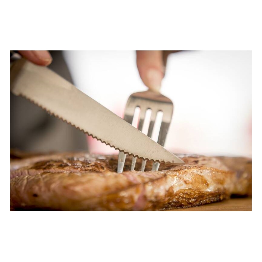 Tefal - 4-delni komplet nožev za steak ICE FORCE, iz nerjavečega jekla, 11 cm, sijajni krom/črna