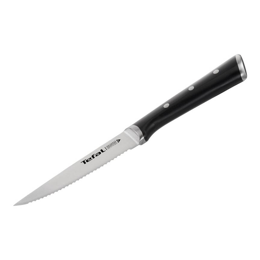 Tefal - 4-delni komplet nožev za steak ICE FORCE, iz nerjavečega jekla, 11 cm, sijajni krom/črna