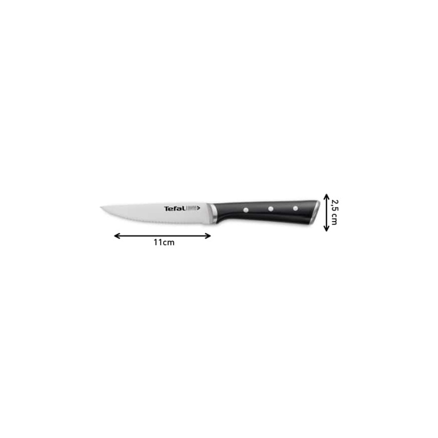 Tefal - 4-delni komplet nožev za steak ICE FORCE, iz nerjavečega jekla, 11 cm, sijajni krom/črna