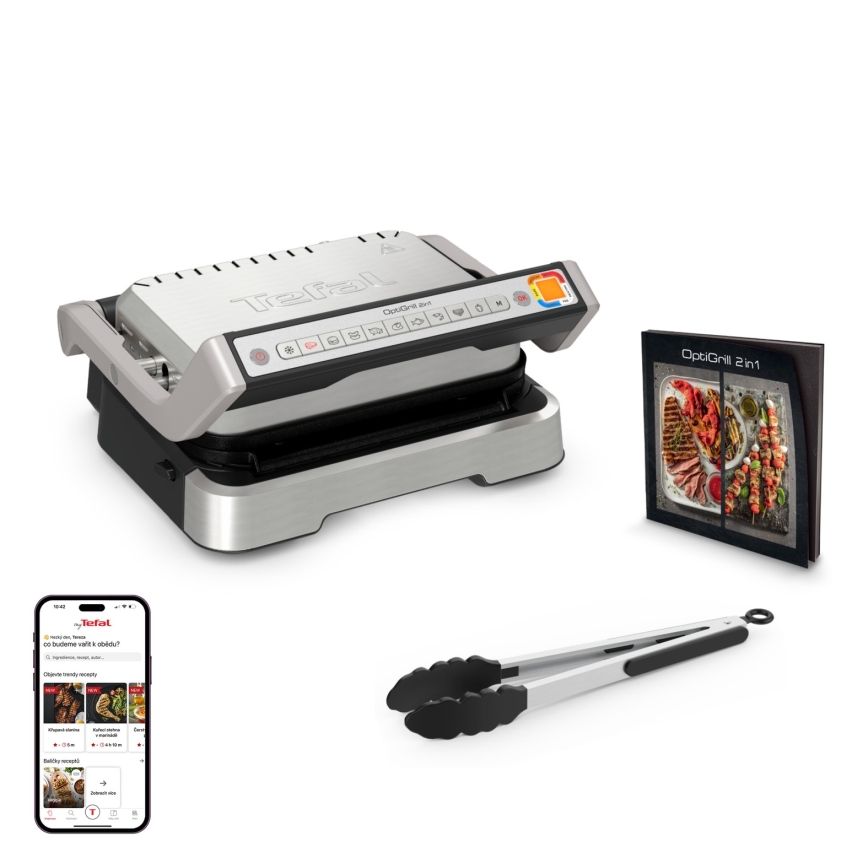 Tefal - Kontaktni žar OPTIGRILL 2 v 1 2100W/230V nerjaveče jeklo