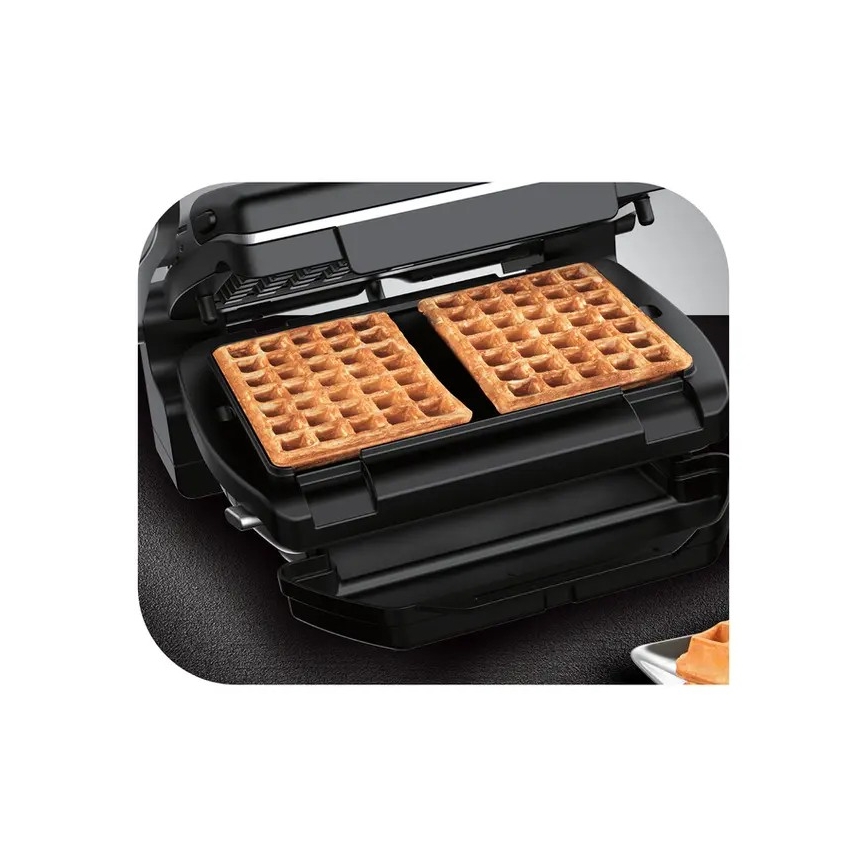 Tefal - Kontaktni žar OPTIGRILL+ INOX WAFFLES 2000W/230V črna/krom
