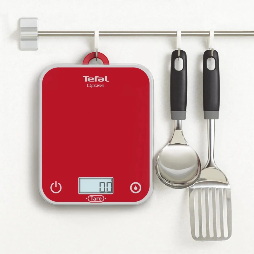 Tefal - Kuhinjska tehtnica OPTISS 2xAAA rdeča