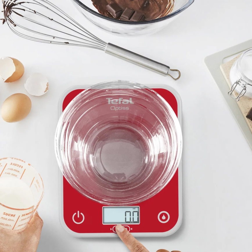 Tefal - Kuhinjska tehtnica OPTISS 2xAAA rdeča