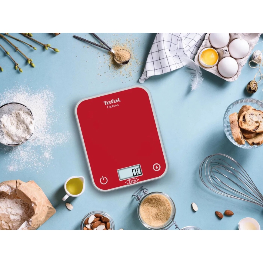 Tefal - Kuhinjska tehtnica OPTISS 2xAAA rdeča