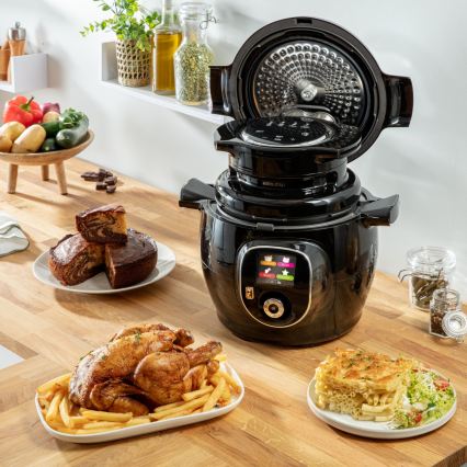 Tefal - Večfunkcijski električni lonec pod tlakom z dodatki 6 l 1600W/230V črna