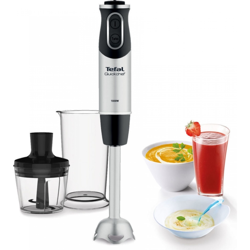 Tefal - Palični mešalnik QUICKCHEF 2v1 1000W/230V mat krom/črna