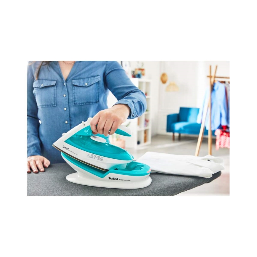 Tefal - Parni likalnik FREEMOVE AIR 2400W/230V bela/turkizna