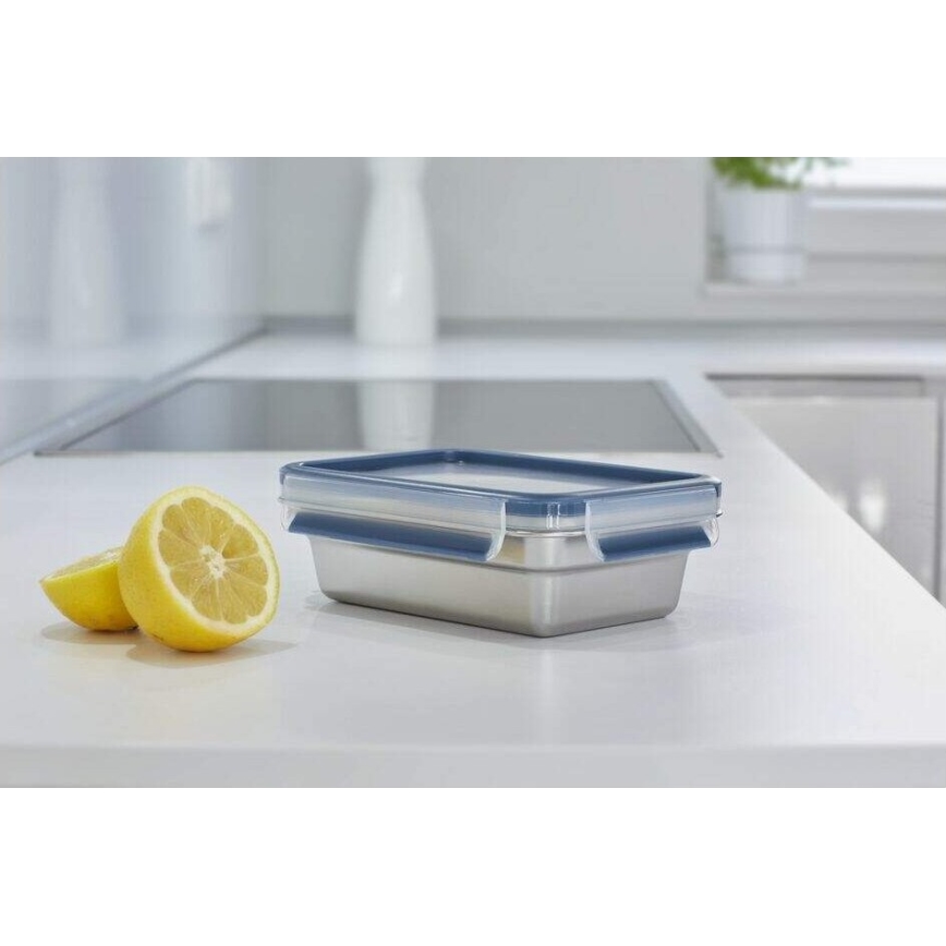 Tefal - Posoda za hrano 0,8 l MSEAL STEEL modra/nerjaveče jeklo