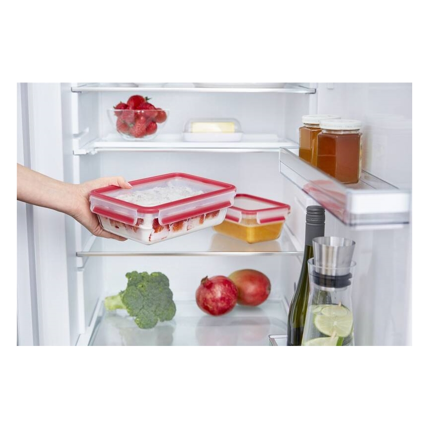 Tefal - Posoda za hrano 0,85 l MSEAL GLASS rdeč/steklo