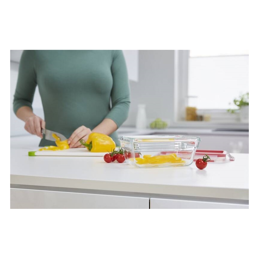 Tefal - Posoda za hrano 0,85 l MSEAL GLASS rdeč/steklo