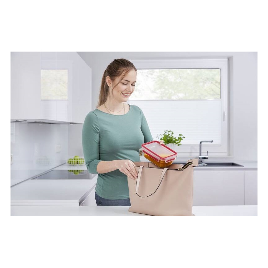 Tefal - Posoda za hrano 0,85 l MSEAL GLASS rdeč/steklo