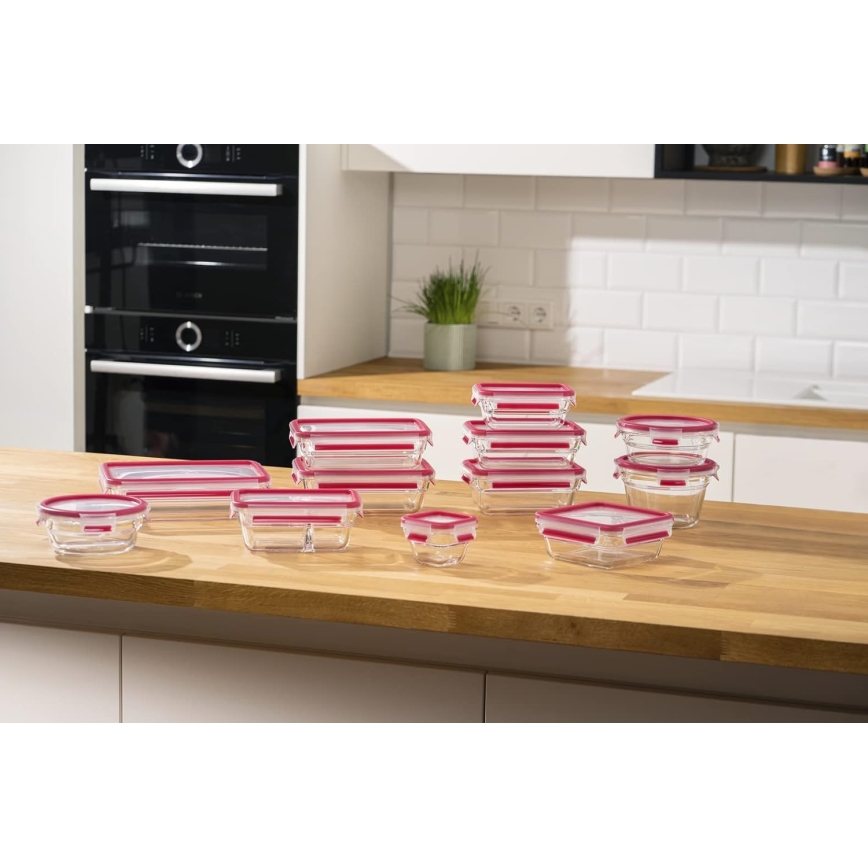 Tefal - Posoda za hrano 1,3 l MSEAL GLASS rdeča/steklo