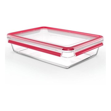 Tefal - Posoda za shranjevanje živil MSEAL GLASS, 3 l, rdeča/steklo