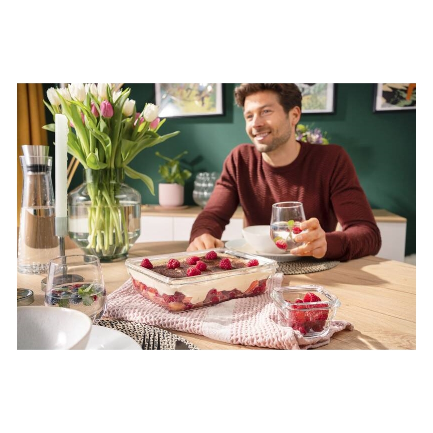 Tefal - Posoda za shranjevanje živil MSEAL GLASS, 3 l, rdeča/steklo