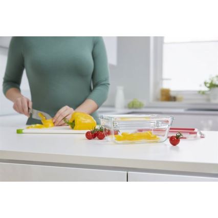 Tefal - Posoda za živila 0,85 l MSEAL GLASS rdeča/steklo